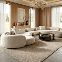 Canapé d'angle incurvé STG, style minimaliste italien, grand format, pour villa, en tissu haut de gamme nordique et bois massif, pour salon