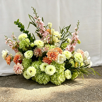 Chemin de table multicolore à fleurs sauvages, rose, orange et bleu, pour décoration de mariage et de fête