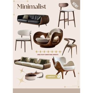 Chaise de salle à manger nordique moderne en bois massif et ensemble de canapé trois places avec hauteur réglable pour bureau à domicile salon hôtel utilisation - Product Image 1