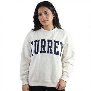 Sweat-shirt à col rond unisexe en coton molletonné blanc, coupe oversize, broderie personnalisée, usine de vêtements en coton molletonné - Product Image 1