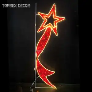 Toprex ไฟ LED รูปดาวสำหรับตกแต่งปีใหม่, 2D ตกแต่งเสาถนนลวดลายคริสต์มาสสำหรับตกแต่งเสาถนน