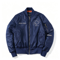 Veste d'aviateur pour homme, design personnalisé OEM, broderie, style hip-hop, veste matelassée décontractée pour l'hiver, noire, grande taille