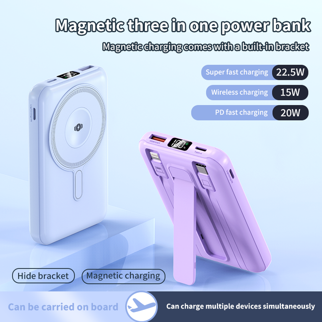 2026 New Trending OEM  Super Slim Magnetic Wireless Power Bank Full Capacity Portable Phone Battery Charger 10000 Mah Power Bank