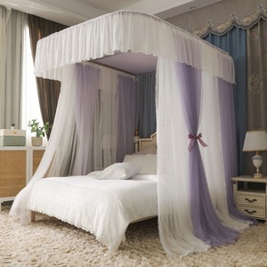 Riel de guía en forma de U telescópico de tres puertas pista Palacio piso princesa 1,5 m/1,8 m cama doble familia <span class=keywords><strong>mosquitera</strong></span> - Product Image 2