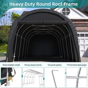Abri de voiture 12x20FT robuste et portable en acier galvanisé, au design moderne en arche, avec protection anti-neige, abri de stockage extérieur pour voitures et camions - Product Image 2