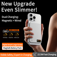 Batterie externe sans fil magnétique certifiée Qi2.2 10000mAh 25W, sortie 40W, charge rapide, avec écran TFT intelligent