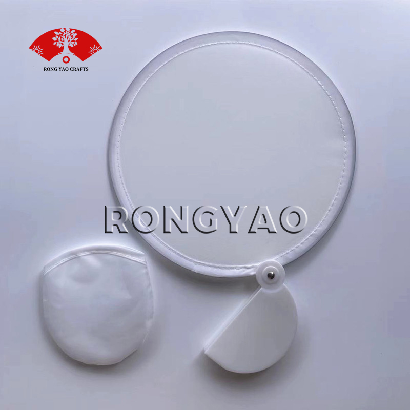New Products 2025 20PCS/Lot 22cm Sublimation Blank White Polyester Round Foldable Pop Disc Fan With Pouth