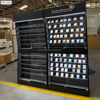 Vitrine d'exposition de cartes à collectionner moderne Maxsen avec cadre noir et éclairage LED, personnalisable, étagères multi-inclinaisons, verrouillable, en verre trempé, portable