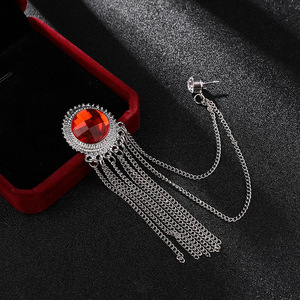 Neue Mode farbige Edelstein Fransen Pin Abzeichen Herren Anzug Brosche Luxus Blazer Kette Ornament Revers Brosche mit Quaste - Product Image 6