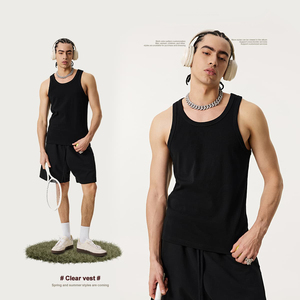 Gilet sans manches surdimensionné pour homme S2508, haute qualité, 315 GSM, style hip-hop, respirant, couleur unie, tricoté 100% coton - Product Image 1