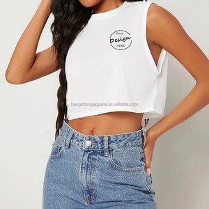 Débardeur court <span class=keywords><strong>sans</strong></span> manches 100 % coton coupe ample pour femme, dernière collection de vêtements de sport respirants pour femme - Product Image 5