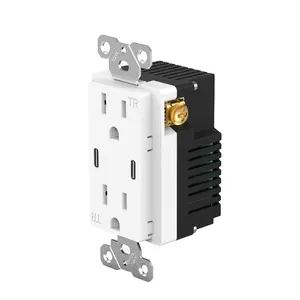 Leishen ETL USA Standard Listed 2 Type-C PD 36W 15 Amp Duplex Tamper Resistant Receptacle Charging Power Outlet USB Wall Outlet