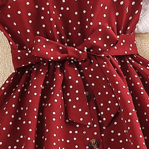 Vestido Rojo sin Mangas con Estampado de Puntos Blancos para Niñas de 4 a 7 Años, Estilo Dulce, Venta al por Mayor de Fábrica de Ropa Infantil - Product Image 4