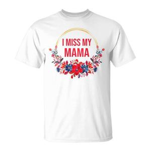 Camiseta floral I Miss My Mama con diseño de flores rojas y azules, camiseta conmemorativa familiar - Product Image 1