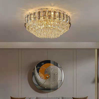 JYLIGHTING Plafonnier en cristal à LED de luxe nordique, plafonnier rond en cristal, plafonniers en cristal pour salon