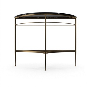Modern Solid Wood Golden Base <b>Console</b> <b>Table</b> Mirrored Marble Top Hotel Bar Living Room Apartment Hospital Entry Style 5 Yr - Product Image 1