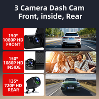 Caméra embarquée DVR 3 canaux 1080P, mini caméra de tableau de bord 4G avec 3 objectifs, ADAS, garantie 1 an pour les nouveaux conducteurs