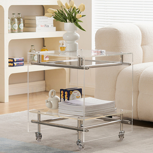 Tavolino in Acrilico <span class=keywords><strong>Trasparente</strong></span>, Comodino Personalizzato, Tavolo Laterale Moderno per Soggiorno, Tavoli Contenitori in Acrilico - Product Image 3