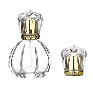 2023 la nouvelle bouteille de parfum en verre à motif vertical transparent rond bouteille de pulvérisation de pressage délicat