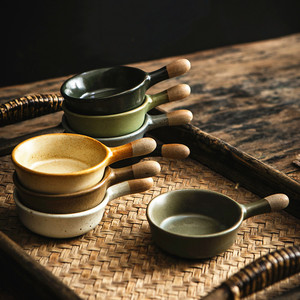 Bol à condiments en céramique éco-responsable avec poignée, forme ronde, pour le camping, la maison et la cuisine - Product Image 4