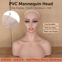 Kepala Manekin Wig Wanita Afrika-Amerika Realistis Warna Hitam Glam PVC Berkualitas Tinggi Harga Grosir Murah Dengan Bahu