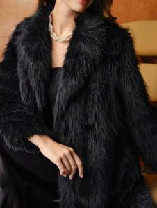 Jaket Bulu Imitasi Lengan Panjang Gaya Vintage dengan Anyaman Bulu Rubah, Mode Musim Gugur Wanita Terbaru - Product Image 4