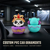 Figurines personnalisées en PVC de panda, ornements de voiture, poupées danseuses du lion, bases de tumbler, prix de gros direct usine OEM ODM, fournisseur de logos personnalisés