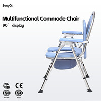 Chaise de toilette pliable en acier inoxydable robuste avec accoudoirs larges antidérapants pour personnes âgées, handicapées et femmes enceintes