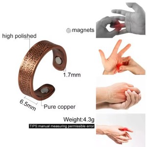 Cincin pasangan terapi ukiran bunga Plum cincin magnetik tembaga Vintage mewah untuk hadiah ulang tahun pertunangan pernikahan - Product Image 4