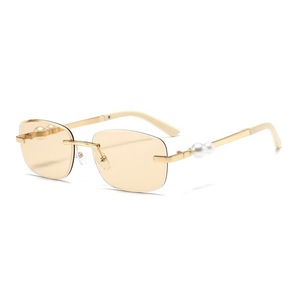 Lunettes de soleil classiques <span class=keywords><strong>Crti</strong></span> Gold, lunettes de marque, lunettes de soleil de luxe, lunettes de soleil de créateur, lunettes en métal sans monture, lunettes anti-UV - Product Image 4