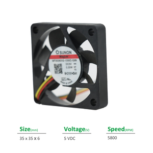 พัดลมระบายความร้อนแบบแกน SUNON MF35060V2-1000C-G99 ขนาด 35x35x6 มม. 5VDC 66mA 0.35W 5800RPM 4.3CFM  แบบ Vapo Bearing สำหรับตู้ไฟฟ้าอินเวอร์เตอร์ OEM - Product Image 2
