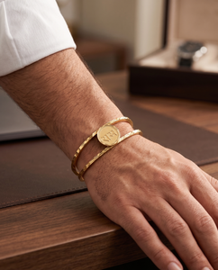 DIVYORO Geometric Minimalist Gold Plated Kada for <b>Men</b> Contemporary Designer Bracelet Elegant Gold Finish Fashion Jewelry Office - Product Image 5