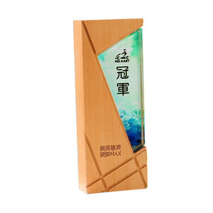 Customized Solid Wood Crystal <b>Trophy</b> Beech Sapele Laser <b>Engraved</b> Durable Award Supplies Business Gift - Product Image 5