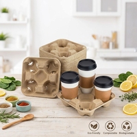 Plateau porte-gobelets double paroi en pâte de papier vierge, empilable, écologique, résistant et robuste, pour café à emporter et livraison, gain de place