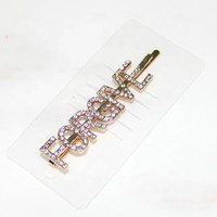 Pinces à cheveux mixtes en argent INS avec strass et lettres, pinces à cheveux dorées avec mots anglais, pinces à cheveux pour filles avec strass pour fête