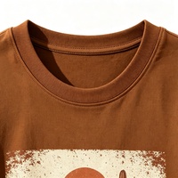 T-shirt personnalisé OEM en coton premium, coupe décontractée, style streetwear, fournisseur de choix, minimaliste, marron uni