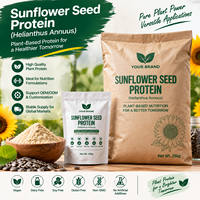 Poudre de protéines de graines de tournesol sans soja, sans produits laitiers, sans gluten, végétalienne, protéines végétales pour compléments alimentaires, distributeur de marque, non-OGM