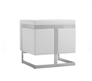 <span class=keywords><strong>Fauteuil</strong></span> en cuir <span class=keywords><strong>blanc</strong></span>, en acier inoxydable, pour Collection de <span class=keywords><strong>Club</strong></span>, siège en T - Product Image 4
