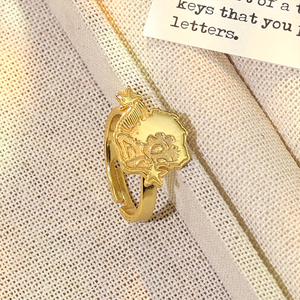 Grossaleustom Cartone animato placcato oro regolabile anello in acciaio inox personalizzato gioielli di moda regalo per le ragazze di nuovo arrivo - Product Image 4