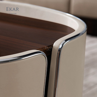EKAR meubles moderne italien couleur claire Table de luxe couverture en cuir en bois massif Table d'appoint de luxe ensemble de salon haut de gamme