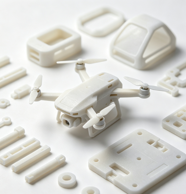 3D Printed UAV Drone Prototype Sample, SLS Nylon Custom Plastic Parts Rapid Prototyping OEM Manufacturing Service