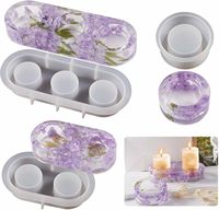 40 modèles de moules en silicone pour porte-bougies chauffe-plat en résine, moules pour bougeoirs en forme de fleur de lotus pour la résine