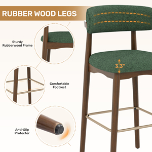 Bancos de Bar Modernos de Madera Maciza y Metal con Diseño Ergonómico y Construcción Duradera para Aplicaciones de Comedor en Hoteles y Exteriores - Product Image 5