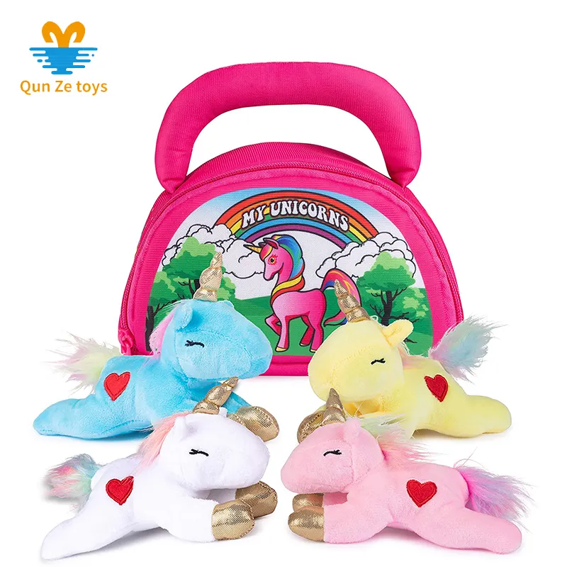 अच्छी गुणवत्ता के लिए गेंडा प्रचारक उपहार 4 नरम भराई शामिल Unicorns भरवां पशु खिलौने