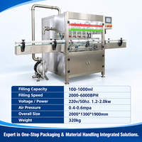Machine de remplissage automatique à 6 buses pour confitures et sauces en bouteilles de verre avec produits semi-fluide et transfert en ligne