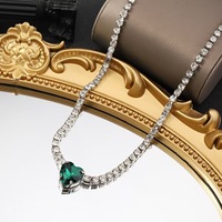 Collier en alliage de zircon émeraude étincelant de luxe, tendance et très vendu, accessoires de robe