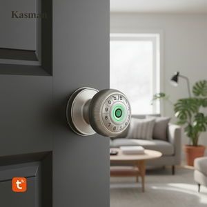 Kasman SOURCE PRICE Smart <strong>Knob</strong> <strong>Door</strong> Lock Silver Front <strong>Door</strong> Tuya Wifi Indoor Office Smart Lock with Keypad and Key - Product Image 1