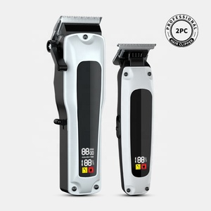 Kit Professionale da Uomo per Taglio Capelli e Barba, Trimmer Elettrico Bianco Ricaricabile Digitale, Set Completo di 2 Pezzi - Product Image 1