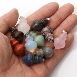 도매 원뿔 천연 보석 돌 진자 운세 다우징 치유 장미 석영 크리스탈 펜던트 영적 석영 Penduluo - Product Image 3