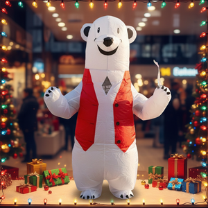 ชุดหมีขั้วโลกคริสต์มาสสำหรับงานปาร์ตี้ บทบาทสมมติ สร้างบรรยากาศบนเวที ชุดหมีขั้วโลกเป่าลมแบบสวมใส่ได้สำหรับการแสดงในวันหยุด - Product Image 5